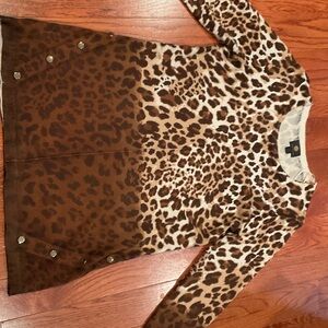 JM Collection Brown Leopard tunic top